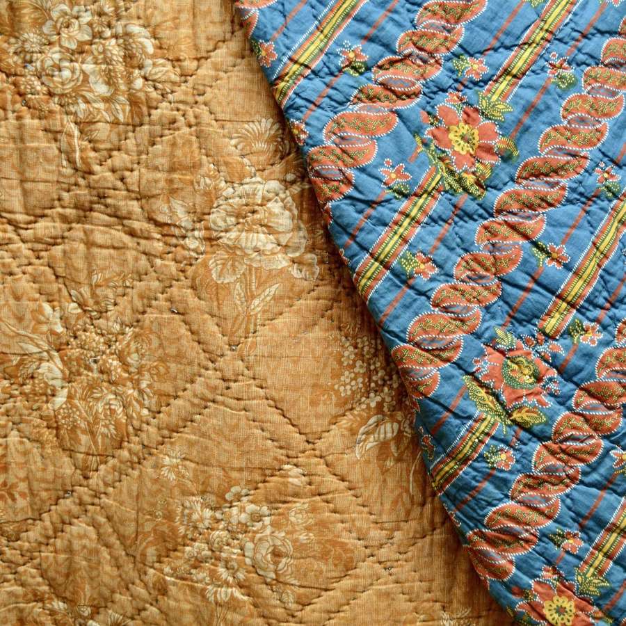 Floral Stripe Quilt French 19th Century