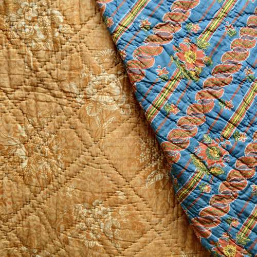 Floral Stripe Quilt French 19th Century