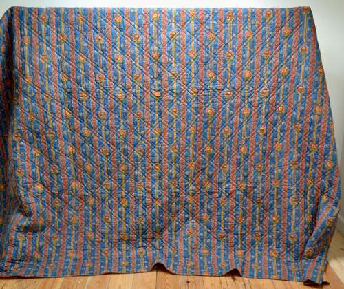 Floral Stripe Quilt French 19th Century