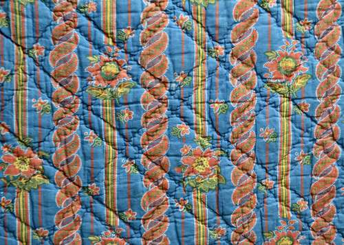 Floral Stripe Quilt French 19th Century