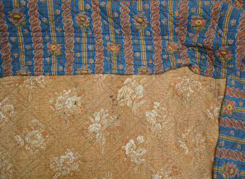 Floral Stripe Quilt French 19th Century