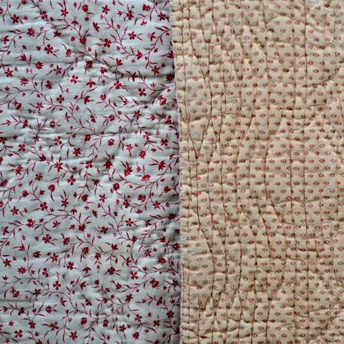Red Block Printed Quilt French Circa 1800