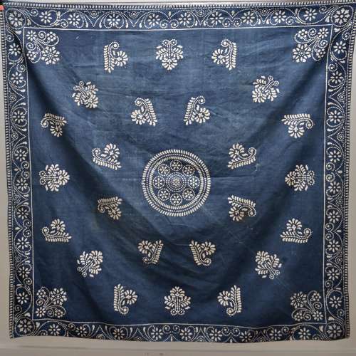 Indigo Resist Block Printed Shawl French 18th Century