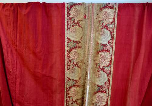 Pair of Turkey Red Curtains French 19th Century