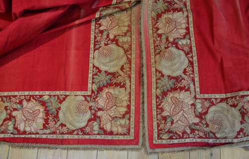 Pair of Turkey Red Curtains French 19th Century