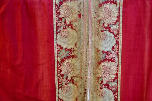 Pair of Turkey Red Curtains French 19th Century