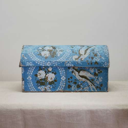 Blue Papier Peinte Domed Box French 19th century