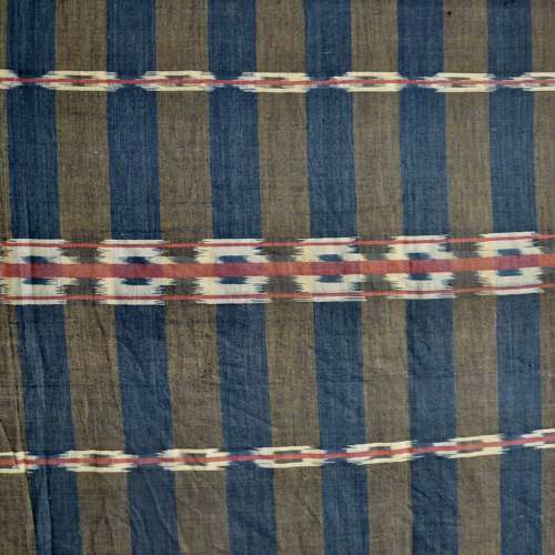 Indigo & Red Cotton Flammé Curtain French 19th Century