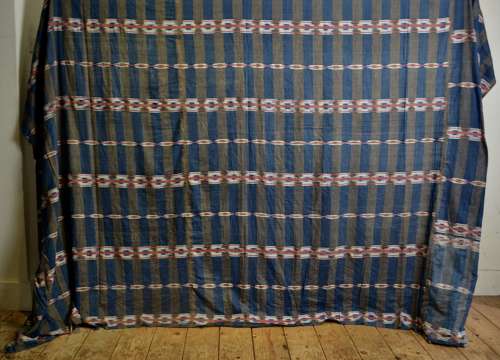 Indigo & Red Cotton Flammé Curtain French 19th Century