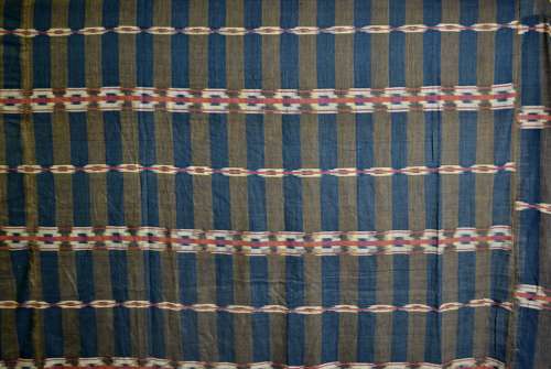 Indigo & Red Cotton Flammé Curtain French 19th Century