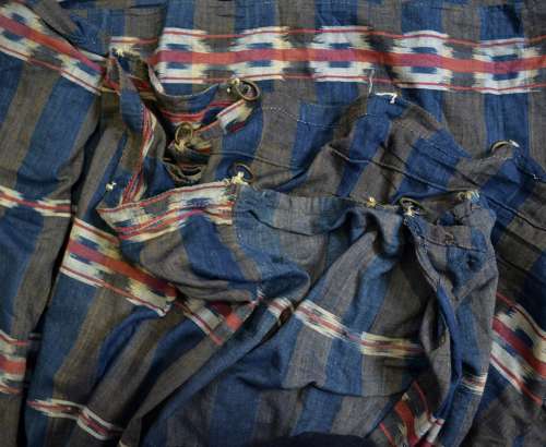 Indigo & Red Cotton Flammé Curtain French 19th Century