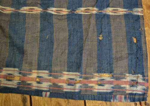 Indigo & Red Cotton Flammé Curtain French 19th Century
