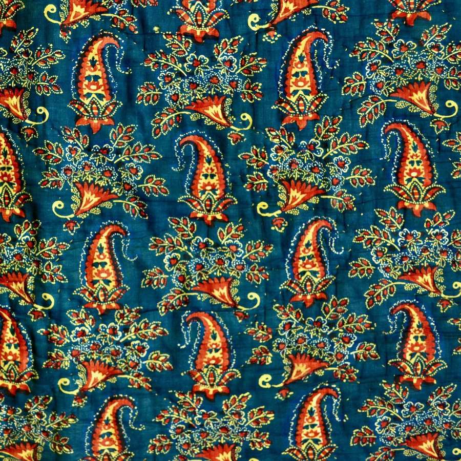 Indigo & Madder Red Boteh Quilt French 19th Century