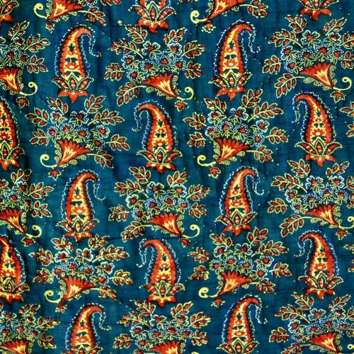 Indigo & Madder Red Boteh Quilt French 19th Century