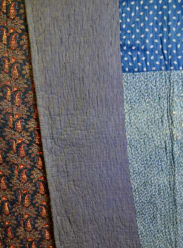 Indigo & Madder Red Boteh Quilt French 19th Century