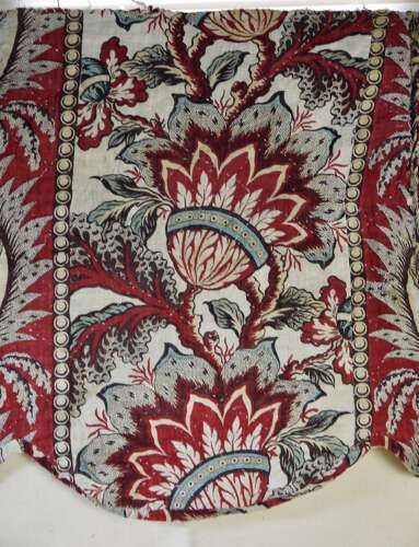 C1780-90s Block Printed Pelmet of Large Scale Stylised Flowers French
