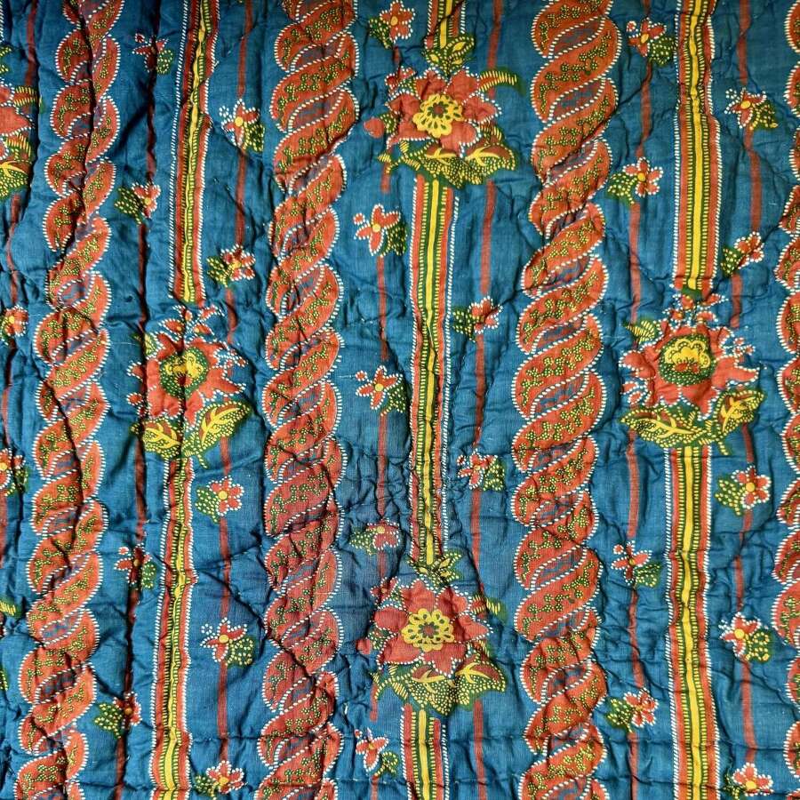 Floral Stripe Quilt French 19th Century