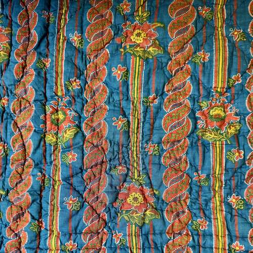 Floral Stripe Quilt French 19th Century
