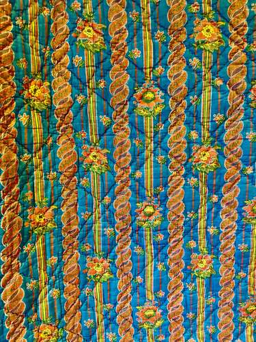 Floral Stripe Quilt French 19th Century