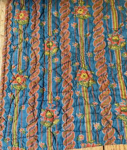 Floral Stripe Quilt French 19th Century