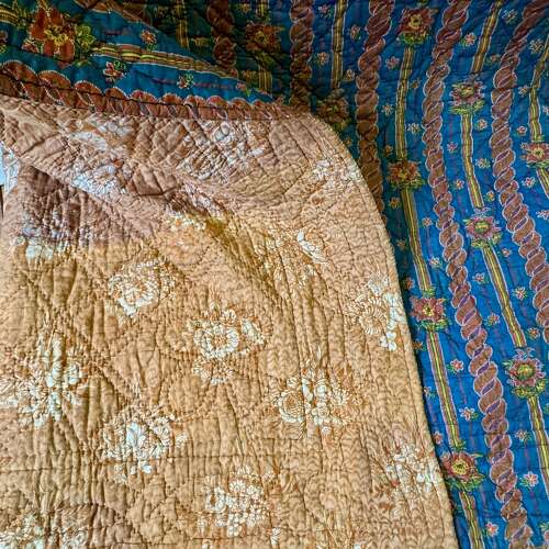 Floral Stripe Quilt French 19th Century