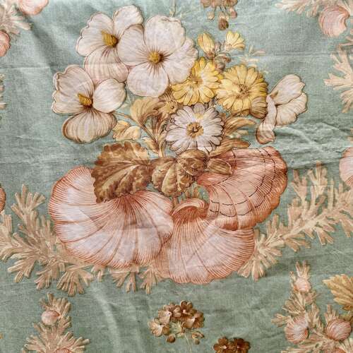 Flowers and Shells Chintz Length English 19th Century