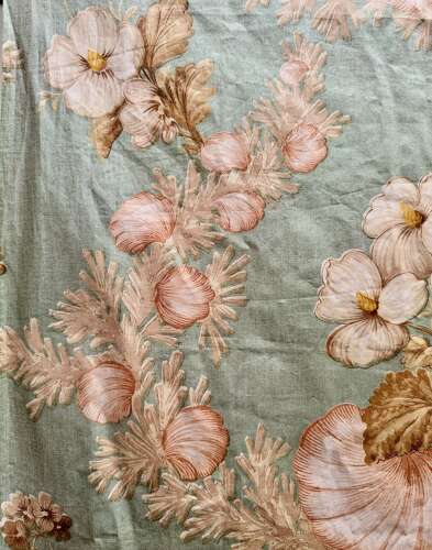 Flowers and Shells Chintz Length English 19th Century