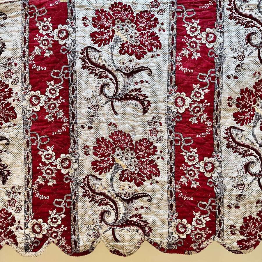 Pair of Toile de Nantes 'Cornue Fleuri' Pelmets French 18th Century