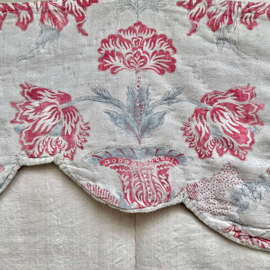 Tulips Block Printed Pelmet French 18th Century