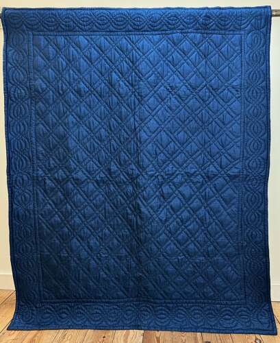 Blue Silk Quilt French 19th Century