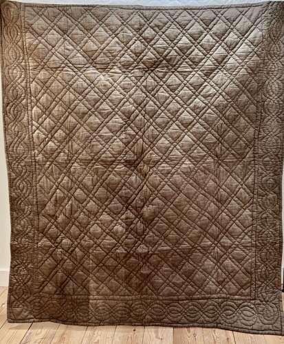 Blue Silk Quilt French 19th Century