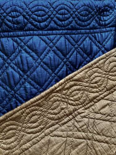 Blue Silk Quilt French 19th Century