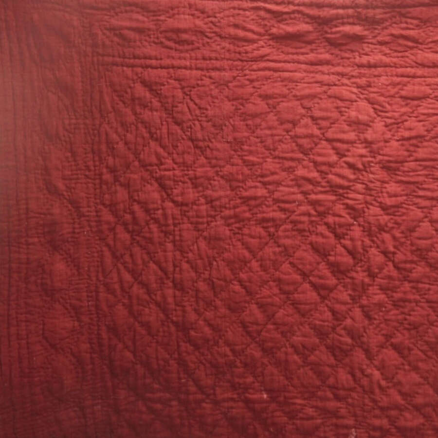 Burgundy Red Bourrette de Soie Quilt French 19th Century