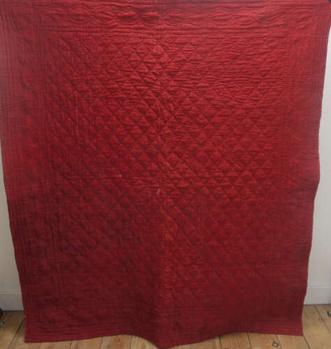 Burgundy Red Bourrette de Soie Quilt French 19th Century