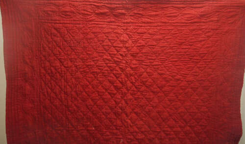 Burgundy Red Bourrette de Soie Quilt French 19th Century
