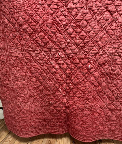 Burgundy Red Bourrette de Soie Quilt French 19th Century