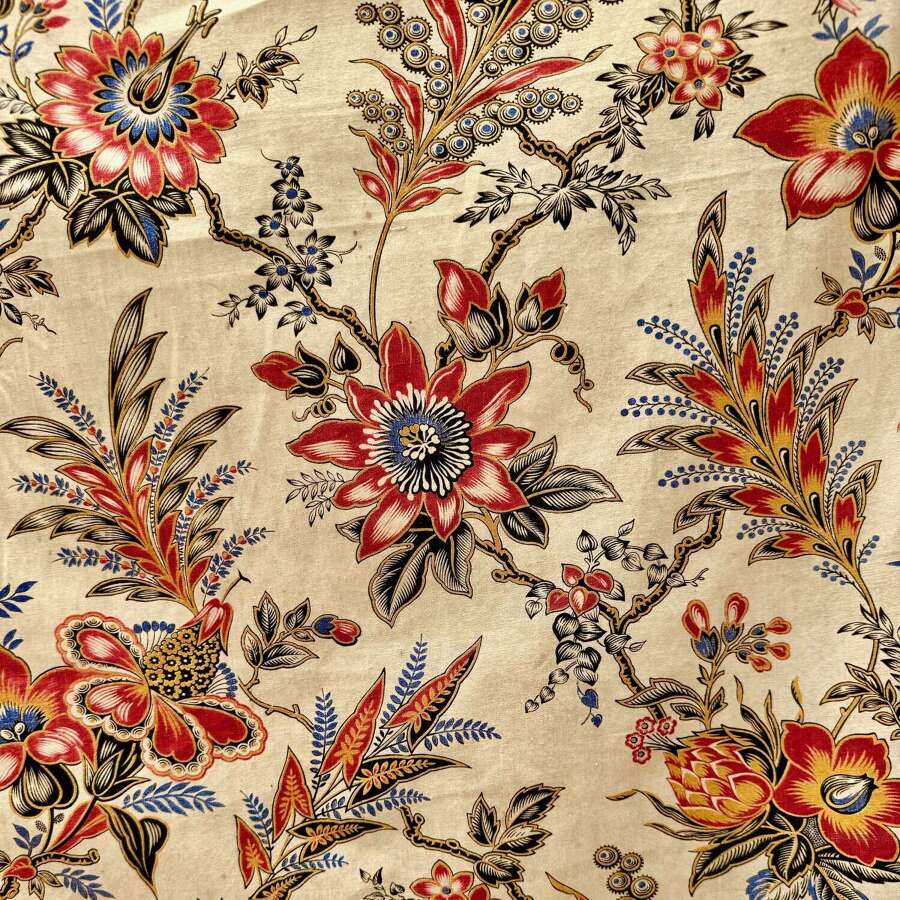 Passion Flowers Printed Cotton French 19th Century