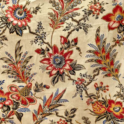 Passion Flowers Printed Cotton French 19th Century