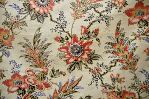 Passion Flowers Printed Cotton French 19th Century
