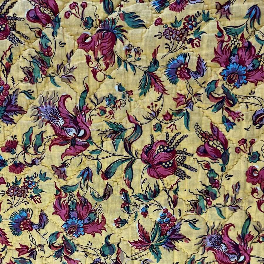 Block Printed Cotton Quilt French 18th Century