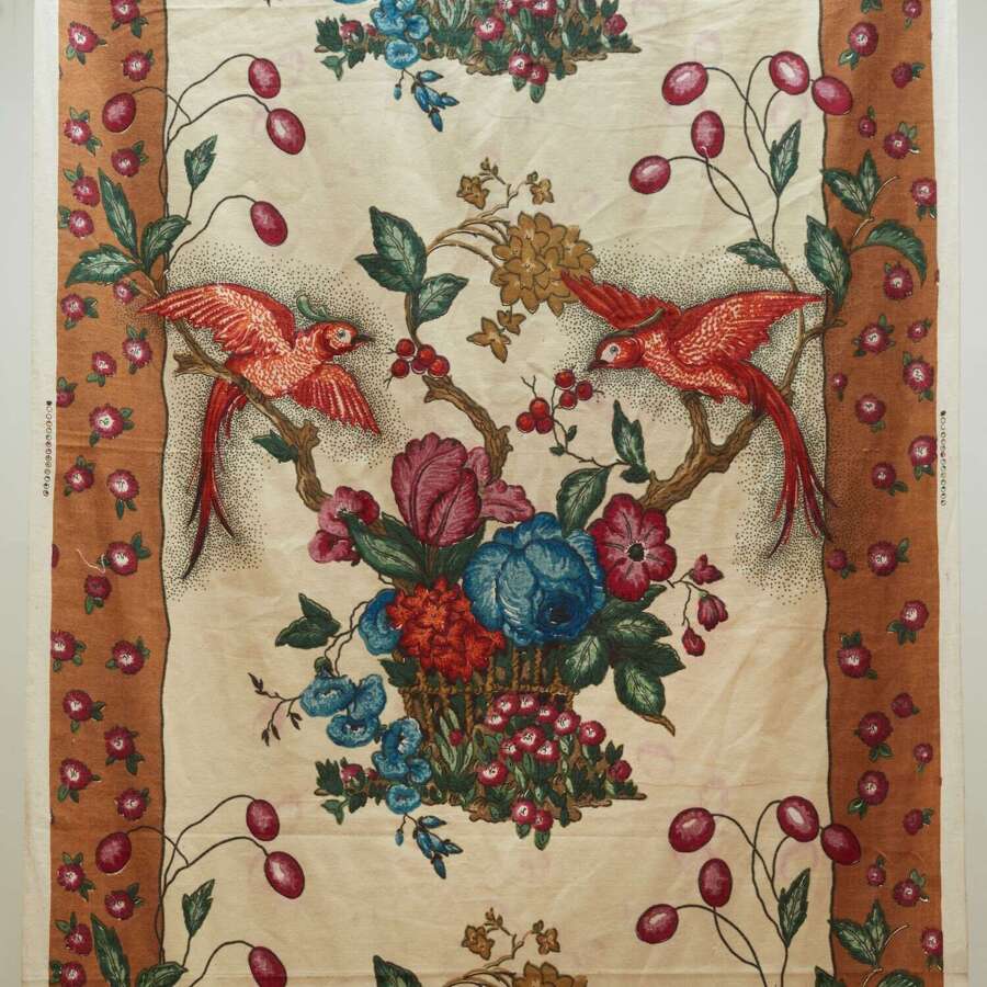 Birds & Flowers Cotton Length French Circa1920s