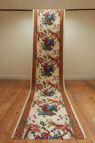 Birds & Flowers Cotton Length French Circa1920s