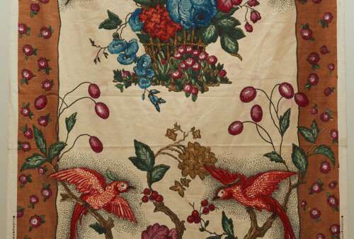 Birds & Flowers Cotton Length French Circa1920s