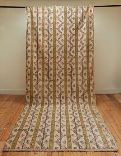 Floral Stripe Linen Single Curtain French 19th Century