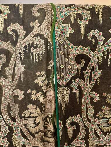 Two Chinoiserie Curtains French 19th Century