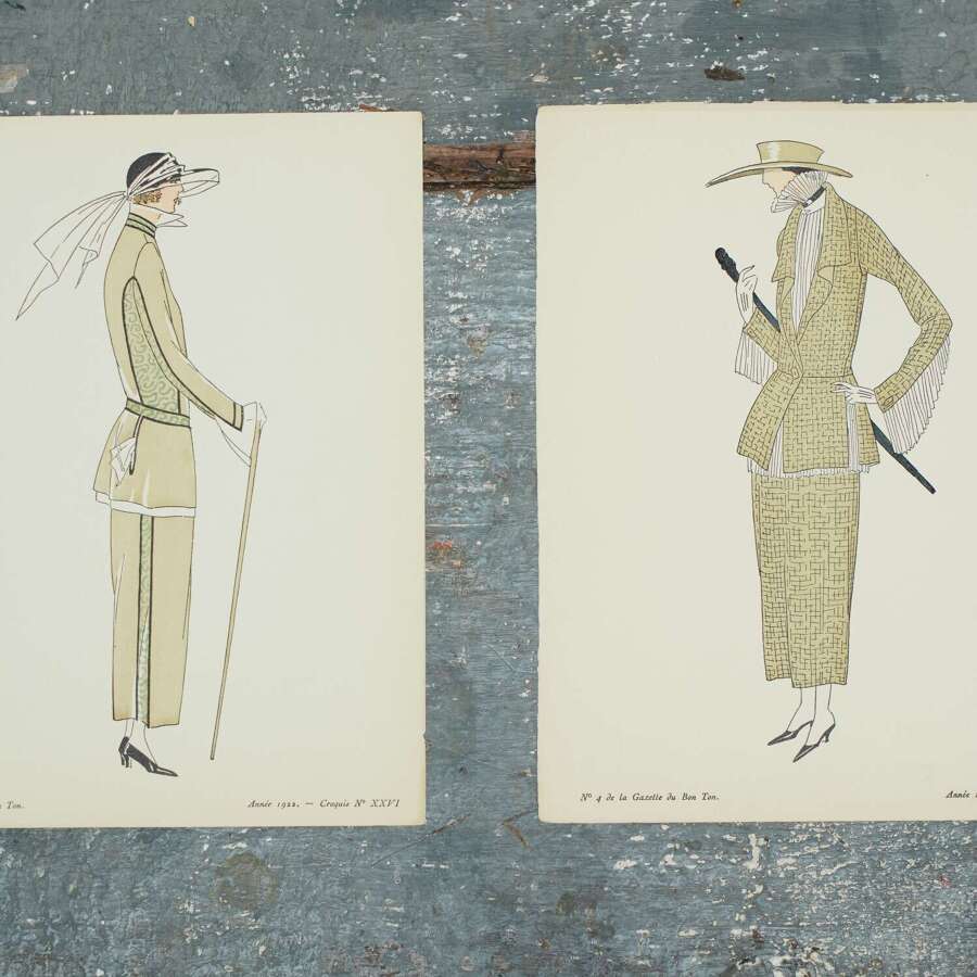 Pair of No 4 de La Gazette du Bon Ton Pochoir Prints French 20th Century