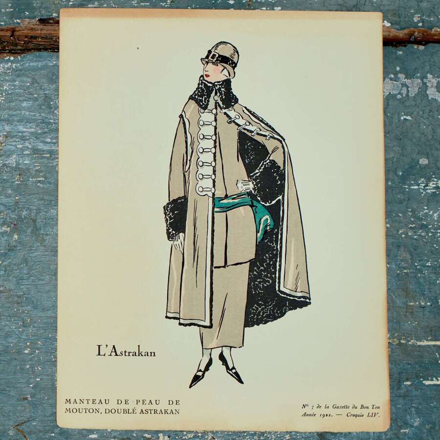 L'Astrakan No & de la Gazette du Bon Ton Pochoir Print French 20th Century