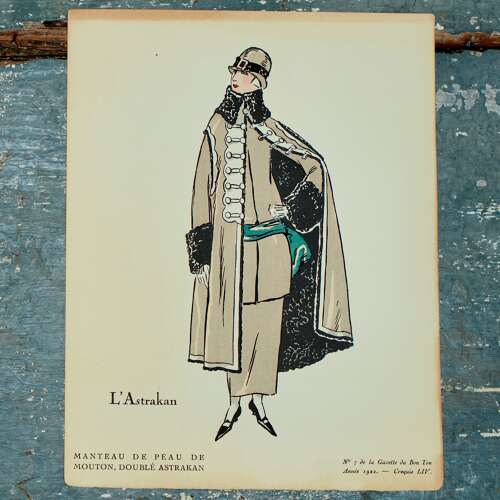L'Astrakan No & de la Gazette du Bon Ton Pochoir Print French 20th Century