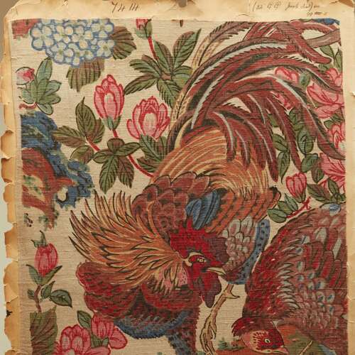 Jungle Fowl Linen Sample English 20th century