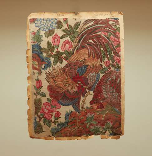 Jungle Fowl Linen Sample English 20th century